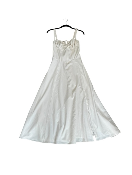 Cream Corset Midi Dress Basque Waist Coastal Cowgirl Milkmaid Cottage - Picture 3 of 8